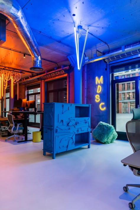 Gallery of AN Amsterdam Office / Studio Noun - 17 Office Design Colorful, Funky Office Design, Colorful Office Space, Moodboard Office, Neon Office, Colorful Studio, Moody Office, Tech Room, Mini Soccer