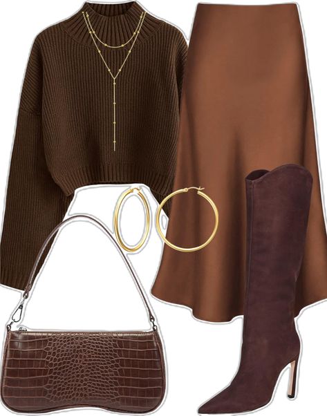 Sweater And Skirt, Brown Outfit, Classy Work Outfits, Modest Fashion Outfits, Looks Chic, Fall Fashion Outfits, Mode Inspiration, Casual Style Outfits, Lookbook Outfits