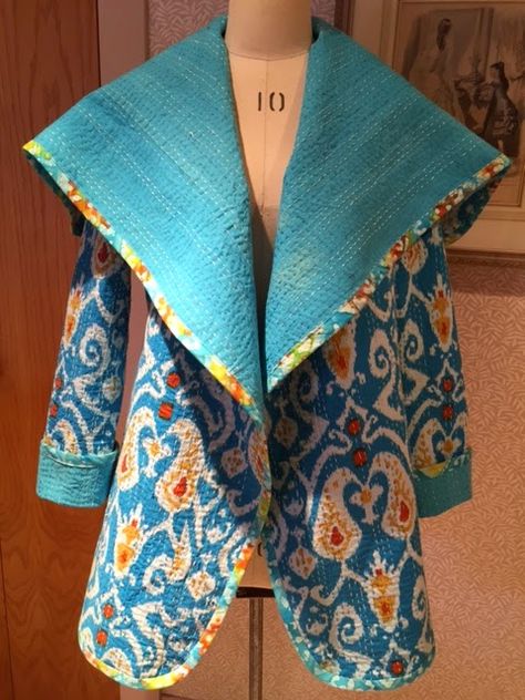 Kimono Jacket Pattern Free, Quilted Jacket Pattern, Rachel Clark, Quilted Clothing, Wearable Art Clothing, Quilt Coat, Quilted Clothes, Kantha Jacket, By Any Means Necessary