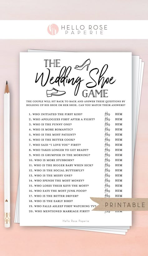 The Wedding Shoe Game . Bridal Wedding Couples Shower . Engagement Party . Printable Instant Download . Rustic Kraft PLUS Black and White The Wedding Shoe Game, Wedding Shoe Game, Rustic Bridal Shower Games, Engagement Party Games, How To Dress For A Wedding, Wedding Game, Printable Bridal Shower Games, Wedding Shower Games, Bachelorette Party Games