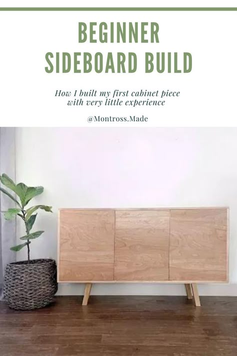 Diy Sideboard Buffet Plans, How To Build A Credenza, Diy Mid Century Modern Sideboard, Diy Wood Sideboard, How To Build A Sideboard, Diy Modern Sideboard, Plywood Cabinet Doors Diy, Diy Modern Furniture Projects, Plywood Cabinets Diy