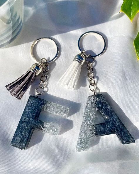 Alphabet keychains 🤍 Dm for orders❤ @crafting_with_zana #resincrafting#resinframes#resin#resinphoto Alphabet Resin Keychain, Keychain Resin, Resin Alphabet Keychain, Resin Keychain, F Alphabet, Diy Resin Phone Case, First Love Quotes, Bridal Gift Wrapping Ideas, First Love Bts