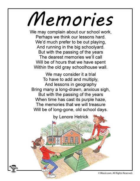 Memories School Poem for Kids | Woo! Jr. Kids Activities Poems On School Life, Last Day In School Quotes, Poem About School Life, Last School Day Quotes, Good Bye School Quotes, Last Day Of School Speech, Poem On Memories, School Memories Poem, School Memory Quotes