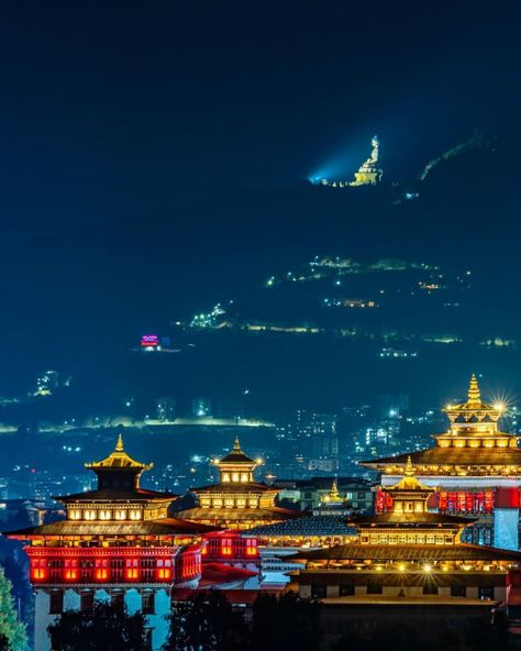 Thimphu nightscapes.... - Bhutan - Happiness is a place Bhutan Travel, Illustration Art Kids, The Buddha, Bhutan, Science Projects, Happiness Is, Laos, Brunei, Illustration Art