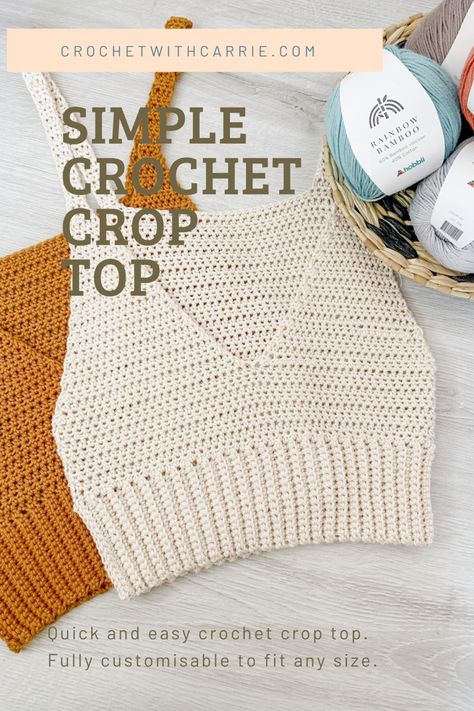 Crochet crop top pattern Simpul Makrame, Crochet Crop Top Pattern, Crochet Tops Free Patterns, Simple Crochet, Crochet Design Pattern, Beginner Crochet Projects, Crochet Clutch, Crochet Fashion Patterns, Crochet Crop