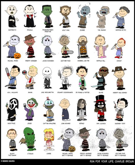 | nevver:   Run for your life, Charlie Brown Brown Characters, Human Centipede, Charlie Brown Characters, Horror Cartoon, Scary Movie Characters, Horror Villains, Halloween Characters, The Rocky Horror Picture Show, Horror Movie Icons