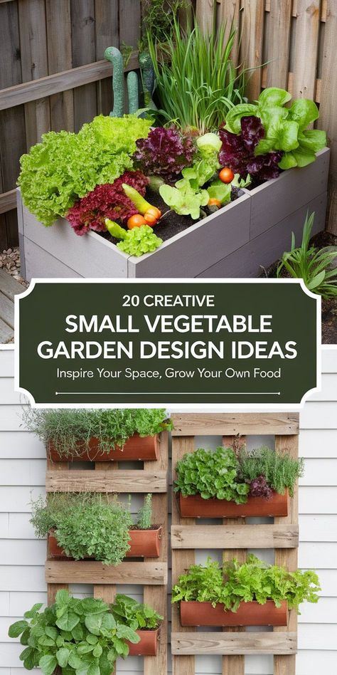 Looking for inspiration for your garden? Discover 20 creative small vegetable garden design ideas that maximize space while enhancing your garden’s beauty. Perfect for small yards or urban spaces! #SmallGardenDesign #VegetableGardenIdeas #GardenInspiration Small Garden With Vegetable Patch, Small Vegetable Garden Design, Small Vegetable Garden Ideas, Vegetable Garden Design Ideas, Small Vegetable Garden, Container Arrangements, Vegetable Garden Ideas, Vertical Vegetable Gardens, Easy Patio