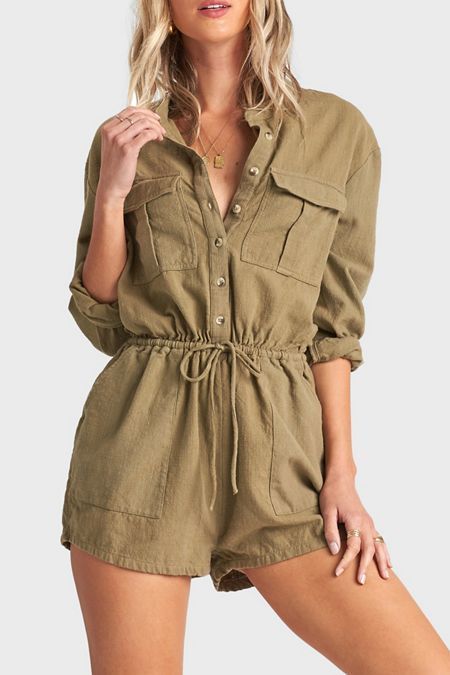 Billabong Wake The Night Button-Down Romper Adventure Pulp Aesthetic, Pulp Aesthetic, Stylish Jumpsuits For Women, Dragonfly Fashion, Vapour Wave, Fashionable Jumpsuits, Trip Necessities, Short Jumpsuits For Women, Night Jumpsuit