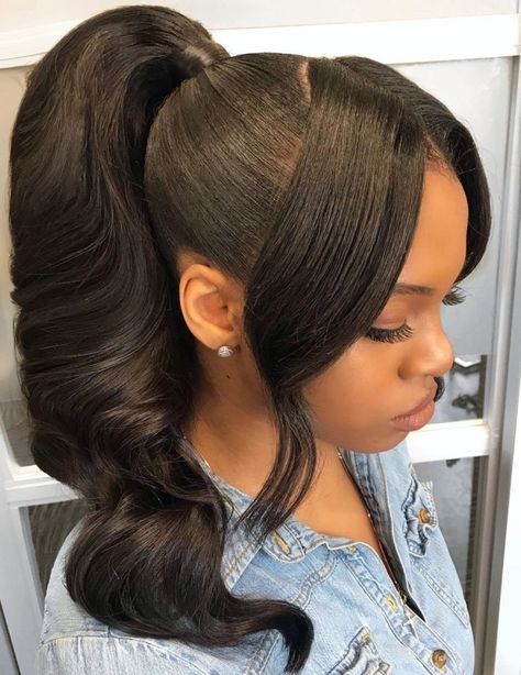 Weave Ponytail Hairstyles, Sleek Ponytail Hairstyles, Sew In Hairstyles, Black Ponytail Hairstyles, A Ponytail, Perfect Thanksgiving, A Pony, Hair Ponytail Styles, Penteado Cabelo Curto