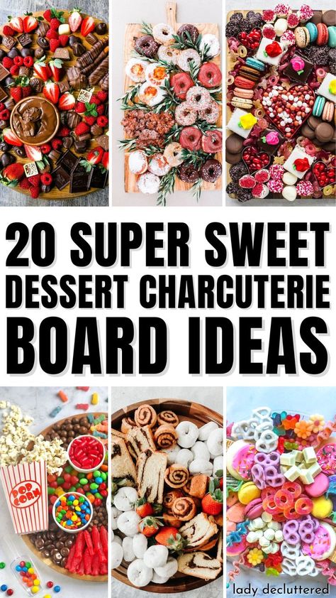 20 Super Sweet Dessert Charcuterie Board Ideas Random Charcuterie Board Ideas, Dessert Board Charcuterie, Sweet Grazing Platter Ideas, Candy And Dessert Charcuterie Board, Snack Board Dessert, Sweet Treat Board Ideas, Charcuterie Board With Sweets, Sweets For Charcuterie Board, Sweet Snack Board Ideas