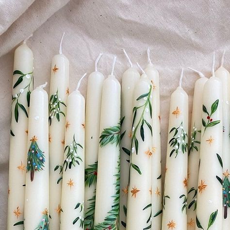 Orna Hand Painted Candles on Instagram: "🔔Ringing my last orders bell for international orders for pre-Christmas delivery!" Painted Candles Wedding, How To Paint Candlesticks, Handpainted Candle Sticks, Hand Painted Candle Sticks, Painted Candlesticks Diy, How To Paint Candles, Candle Painting Ideas, Painted Candle Sticks, Diy Taper Candles