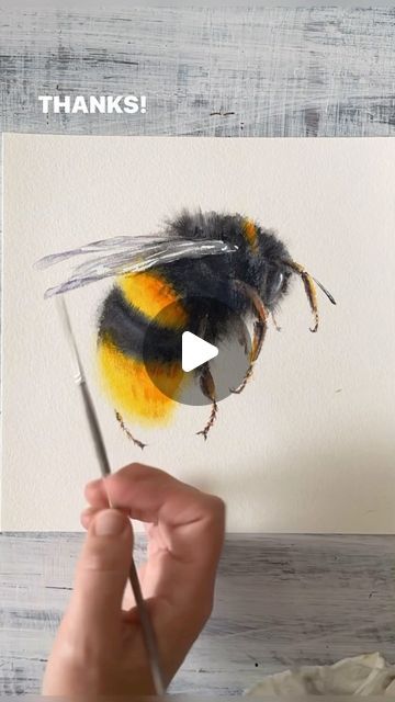 Bee Painting, Art Tutorials Watercolor, Cool Pencil Drawings, Watercolor Paintings Tutorials, Watercolour Art, Painting Tutorials, October 25, Save The Bees, Watercolour Tutorials