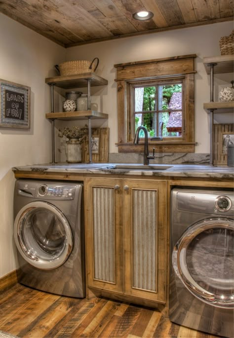 Laundry Designs, Rustic Laundry Room, Country Laundry Rooms, Rustic Laundry, Barn House Interior, Rustic Laundry Rooms, Western Bedroom Decor, Ranch House Decor, Barn Style House Plans