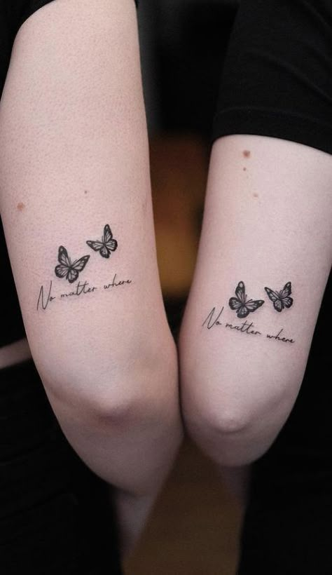 Matching Bff Tattoos, Butterfly Tattoos On Arm, Bestie Tattoos, Unique Butterfly Tattoos, Butterfly Wrist Tattoo, Cute Matching Tattoos, Matching Friend Tattoos, Matching Best Friend Tattoos, Nurse Tattoo