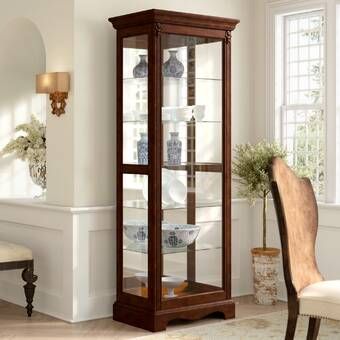 Astoria Grand Ballycastle Lighted Curio Cabinet & Reviews | Wayfair Kitchen Dining Layout, Corner Curio Cabinet, Corner Curio, Crockery Cabinet, Curio Cabinet Decor, Glass Cabinets, Curio Cabinets, Glass Cabinets Display, Pulaski Furniture