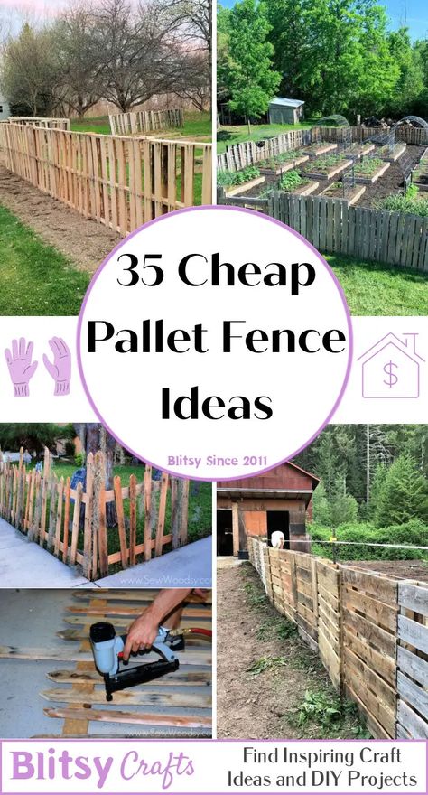 Easy Garden Fence Ideas Cheap, Pallet Gate Diy, Diy Small Fence, Pallet Board Fence, Diy Garden Fence Cheap Simple, Garden Fence Ideas Diy Cheap, Pallet Garden Fence, Pallet Privacy Fences, Diy Fence Ideas Cheap