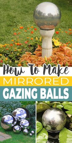 Check out this easy and inexpensive DIY project! Learn how to make mirrored gazing balls for your garden! #gardenideas #gardening #garden. gardening, garden art Bowling Ball Crafts, Bowling Ball Garden, Bowling Ball Yard Art, Solar Pond, Garden Ideas Diy, Gardening Crafts, Gazing Balls, Garden Globes, Garden Balls