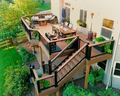 Upgraded second story deck in Littleton, Colorado - Contemporary - Deck - Denver - by Archadeck of the Foothills | Houzz Deck On Second Floor, Second Story Patio Ideas, Second Floor Patio Ideas Deck Design, 2nd Floor Deck With Stairs, Master Deck Balconies, Decks Backyard Multi Level, Deck Design 2nd Floor, Outdoor Upper Deck Ideas, Balcony Remodel Second Story