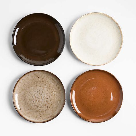 New Arrivals: Tabletop | Crate & Barrel Stoneware Plates Dinnerware Sets, Stonewear Dinner Set, Terra Cotta Table Setting, Mid Century Modern Dishware, Dining Plates Set, Dinner Sets Dinnerware, Earthy Pottery, Aesthetic Plates, Brown Dishes