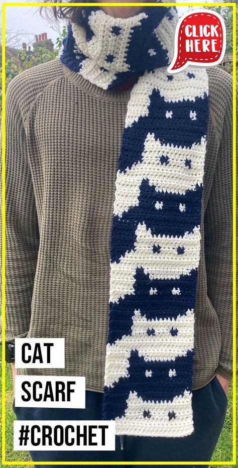 crochet Cat Scarf easy pattern  - Easy Crochet Cat Scarf Pattern for Beginners. Click to Get the Pattern #Scarf #crochet #crochetpattern
 via @shareapattern.com Easy Crocheted Scarf Patterns Free, Fun Crochet Scarf Pattern Free, Crochet Cat Scarf Pattern, Cute Crochet Scarf Pattern Free, Cute Scarf Crochet, Knitting Pattern Scarf Free, Cat Scarf Crochet Pattern Free, Crochet Projects Scarf, Crochet Cat Scarf Pattern Free