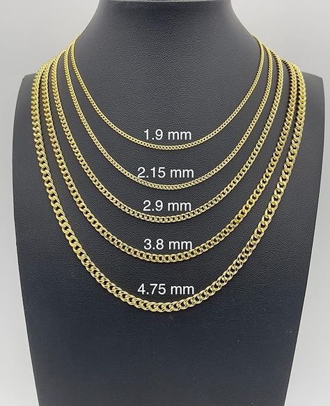 JEWELHEART 14K Real Gold Cuban Link Chain - 1.9mm Diamond Cut Cuban Curb Chain Pendant Necklace - Dainty Yellow Gold Necklace For Women with Lobster Clasp 18" | Amazon.com Gold Cuban Link Chain, Gold Necklace For Women, Curb Chain Necklace, Yellow Gold Necklace, Gold Necklace Women, Cuban Link Chain, Cuban Link, Necklace Dainty, Chain Pendant