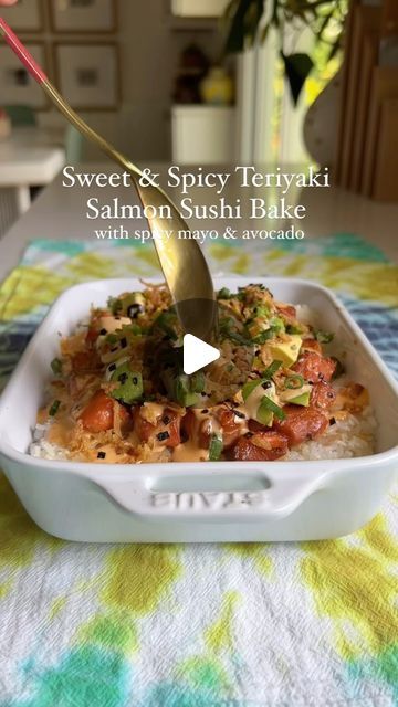 MacKenzie Smith on Instagram: "Ok so i just realized you do need more than one baking dish (a small mixing bowl, too) but you get my drift, right?! Regardless, there’s a reason this sweet and spicy teriyaki salmon sushi bake gets made again and again at our house! It’s so good and the sweet and spicy caramelized salmon and spicy mayo situation is just *chef’s kiss!*

⭐️ Save this post and Comment “Sushi Bake” to get the full recipe sent straight to your inbox! ⭐️ OR comment “shop” to get a DM that lets you add all the ingredients to @instacart! 

⭐️ INGREDIENTS ⭐️ 
🍣  3/4 lb salmon, I used Coho Salmon 
🍣 3 tbsp Teriyaki Sauce (I used @trybachans)
🍣 1 tbsp brown sugar
🍣 1/4 tsp salt
🍣 1/4 tsp garlic powder
🍣 3 cups cooked sushi rice (I use 1 package @eatinnovasian)
🍣 1 small avocado, Baked Salmon Bowl Recipe, Siracha Salmon, Salmon Sushi Bake, Cooked Sushi, Mackenzie Smith, Coho Salmon, Sushi Bake, Baked Rice, Salmon Sushi