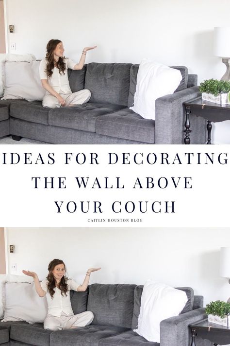 Looking for ways to decorate the wall above your couch? I am going to show you how to enhance the big blank space behind your couch. Decor Behind Sofa Wall, Decorating Ideas For Living Room Walls Behind Couch, Couch Wall Decor Behind The, Wall Decor Over Sofa Ideas, What To Hang On Wall Behind Couch, Blank Wall Behind Sofa, Above Couch Art Ideas, Family Room Wall Art Above Couch, Lounge Wall Ideas Behind Sofa