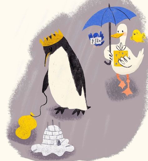 Penguin birthday illustration - Mellifera Paper. Bird, duck, cute, simple, design, digital, party, melliferapaper Cute Simple, Duck Cute, Penguin Birthday, Birds Illustration, Space Food, Paper Bird, Birthday Illustration, Paper Illustration, Bird Illustration