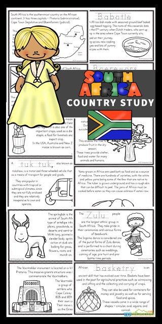 Kids will love learning about South Africa for kids with these Free South Africa Mini Books. These worksheets to color, learn and read are filled with New Zealand facts and information for kindergarten, first grade, 2nd grade, 3rd grade, 4th grade, 5th grade, and 6th grade students. South Africa Theme Preschool, South Africa Activities For Kids, Heritage Day South Africa Crafts, 7 Continents Worksheet, Africa Activities For Kids, Africa Coloring Pages, Africa Activities, South Africa Facts, Heritage Day South Africa