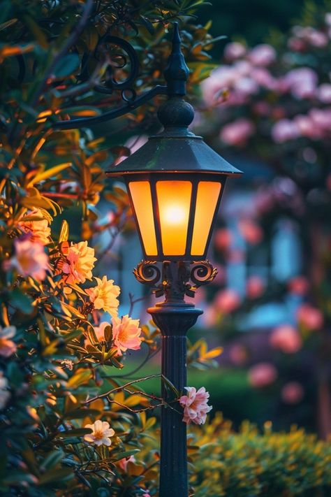 Illuminating Lamp Post Landscape Ideas for Yards Lightpost Landscaping, Lamp Post Aesthetic, Lamp Post Landscaping, Light Post Landscaping, Night Lamp Post Wallpaper, Narnia Lamp Post Wallpaper, Lamp Post Park, Front Yard Lighting, Garden Lamp Post