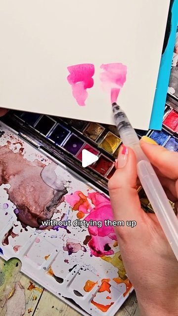 How To Use A Water Brush Pen, Water Brush Pen Art Ideas, How To Use Watercolor Brush Pens, Watercolor Pencils Ideas, Brush Pen Drawing, Water Brush Pen, Easy Landscape Paintings, Brush Pen Art, Watercolor Brush Pen