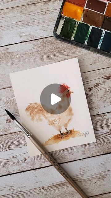 Patricia | Art & Photography on Instagram: "Happy little chook 💛❤️ I wanted to try something new and different for me. I can tell I'll be painting more of them. 🥰❤️ #thankyoujesus #watercolor #watercoloreveryday #justaddwater #modernwatercolor #paintingprocess #paintingreels #watercolor_daily #artdaily #glorytogod #allforjesus #calledtocreate #artistsoninstagram #texasartist #chickens #learnanewskill #artreels #femalepainters #momartist #womenartists #liveinspired #artaesthetics" Watercolor Chickens Easy, Chicken Watercolor, Watercolor Chicken, Female Painters, Texas Artist, Learn A New Skill, Thank You Jesus, January 9, Painting Tutorials