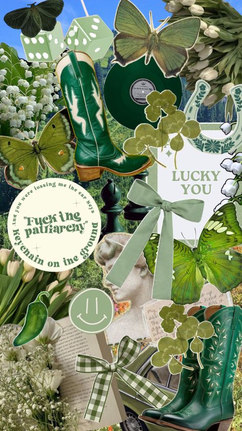 #green #flowers #lucky #taylorswift #four #leaf #clover #cute Green Aesthetic Wallpaper, Collage Book, Watch Wallpaper, Lucky Clover, Instant Camera, Leaf Wallpaper, Four Leaf, Green Wallpaper, Leaf Clover