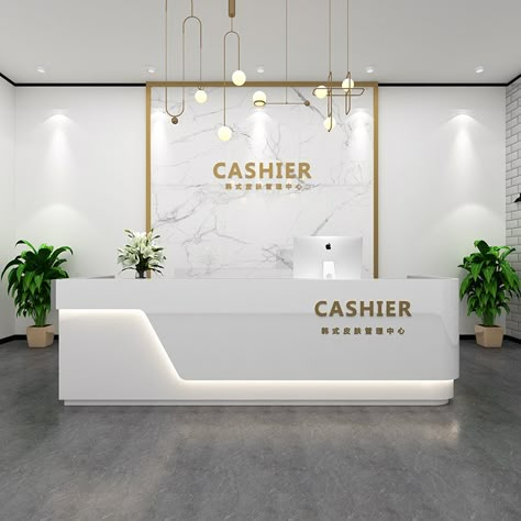 Clinic Counter Design, Reception Desks Ideas, Showroom Counter Design, Receptionist Design, Office Reception Table Design, Desks Ideas, Reception Counter Design, Ideal Logo, Reception Table Design