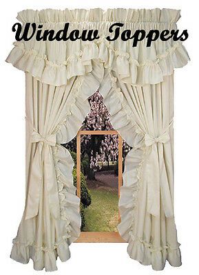 Details about Stephanie 3 Piece Solid Color Ruffled Swags & Valance Set (Made in our factory!)