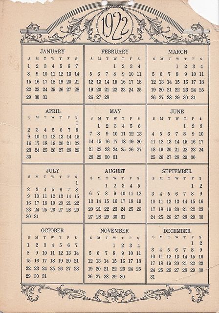 1922 Calendar Victorian Calendar, Table Calendar Design, Graphic Design Calendar, Project Calendar, Old Calendar, Yearly Calendar Template, Free Ephemera, Vintage Mail, Table Calendar