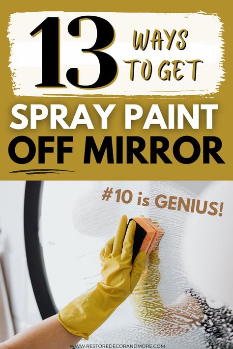 Spray painting is a great way update an old mirror, but mistakes happen! How do you get spray paint off mirror? This article covers exactly how to get spray paint off mirrors. 13 proven ways for getting spray paint off mirror. Find ways on how to take spray paint off mirror using items you already have around the house. Some methods work better than other for cleanin spray paint of mirrors. Never worry about how to get spray paint off of a mirror with these 13 Hacks! Spray Paint Remover, Mirror Effect Spray Paint, Spray Paint Tips, Spray Paint Projects, Spray Paint Furniture, Diy Paint Projects, Painted Post, Old Mirror, Paint Thinner