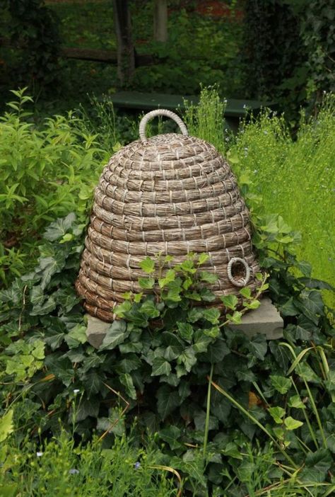 Bee Cottage, Bee Skeps, Bees And Honey, Bee Skep, Bee Hives, Tiny Cottage, Fine Gardening, Bee Mine, Cottage In The Woods