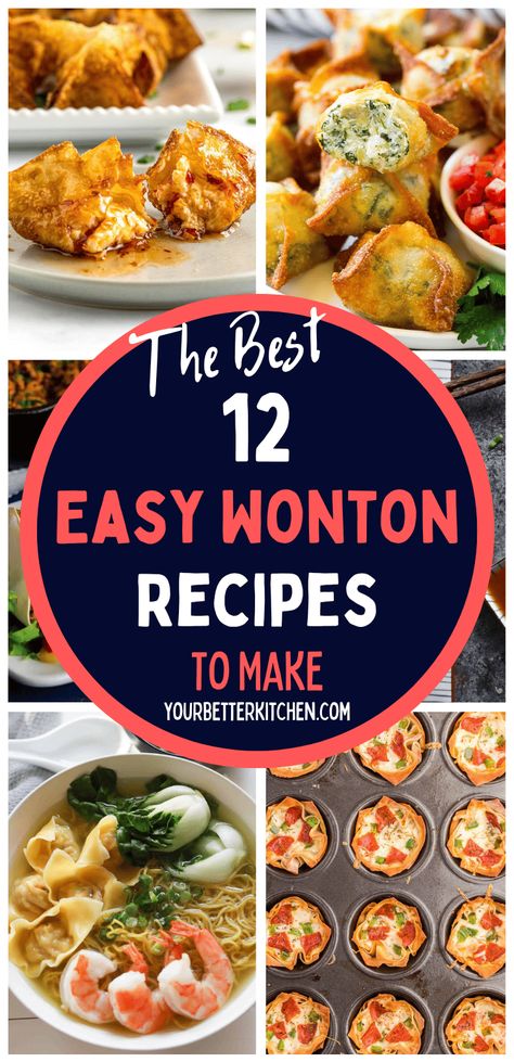 Easy Wonton Recipes, Wonton Filling Recipes, Wonton Filling, Wonton Wrapper Recipes Appetizers, Pork Wontons, Wonton Recipe, Wonton Appetizers, Wonton Wraps, Wonton Wrapper Recipes