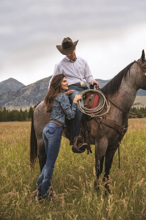 Horse and cowboy approved women’s western apparel. Ranch Couple Photoshoot, Cowgirl And Cowboy, Cowboy And Cowgirl Couple, Cowboy Life, Cowboy Couple, Horse Couple, Country Couple Pictures, Cowboy Photography, Western Photoshoot