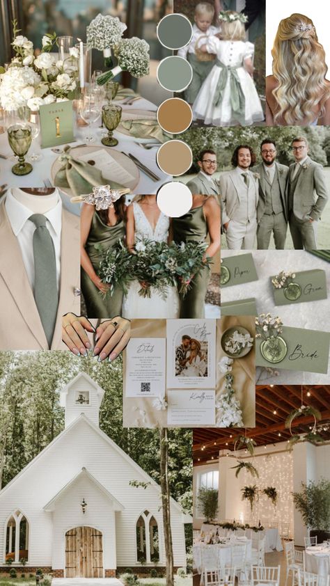 light green themed wedding collage vibe aesthetic Green Wedding Palette, Sage Green Wedding Theme, Sage Green Wedding Colors, Wedding Theme Color Schemes, Wedding Collage, Pallet Wedding, Tan Wedding, Vibe Aesthetic, Green Themed Wedding