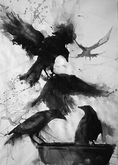 Crows And Ravens, Crow Art, Raven Art, Black Birds, Soyut Sanat Tabloları, Crows Ravens, Six Of Crows, The Crow, Arte Fantasy