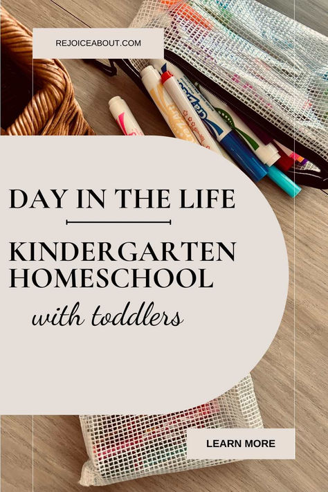 Join us on a school day as we navigate homeschool kindergarten plus toddlers! Homeschool Routine Kindergarten, What Should Kindergarteners Know, Pre K Home School Curriculum, Homeschool First Day Of School Pictures, Homeschool For Kindergarten, Back To Homeschool Ideas, Good And Beautiful Homeschool, Homeschool First Day Of School Ideas, Homeschool Ideas Kindergarten