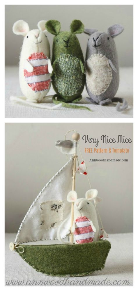 Very Nice Mice FREE Sewing Pattern and Template #Freesewingpattern #toypattern #micemouse #easysewingproject Free Mouse Sewing Pattern, Felt Mouse Pattern Free, Felt Patterns Free, Felt Animal Pattern, Felt Mice, Felt Doll Pattern, Felt Toys Patterns, Felt Animal Patterns, Doll Patterns Free