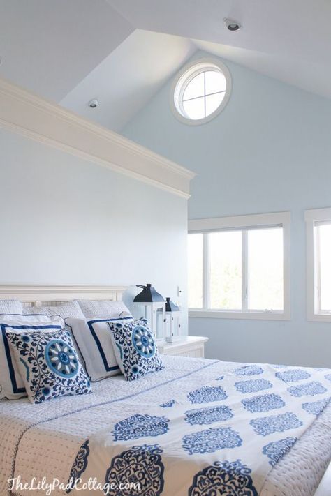 Light Blue Rooms, Bedroom Makeover Before And After, Light Blue Paint Colors, Light Blue Paint, Lilypad Cottage, Light Blue Bedroom, Blue Bedrooms, Blue Paint Color, Blue Bedroom Walls