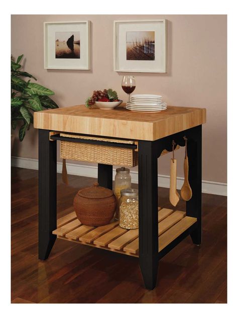 Kitchen Island With Butcher Block Top, Butcher Block Kitchen Island, Butcher Block Island Kitchen, Butcher Block Table, Butcher Block Island, Butcher Block Kitchen, Powell Furniture, Butcher Block Top, Square Kitchen