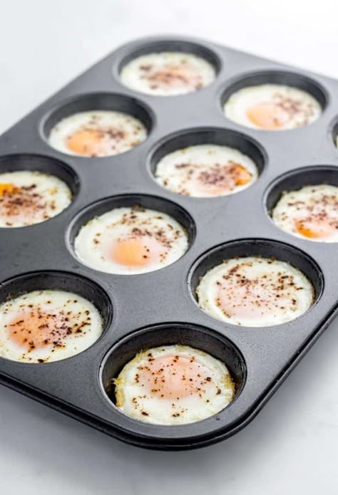 How to Bake Eggs in A Muffin Tin {Oven Baked Eggs} Oven Baked Eggs For Egg Salad, Cupcake Eggs Breakfast, Baked Eggs In Silicone Muffin Tin, Cupcake Tin Eggs, Cupcake Pan Eggs, Cupcake Eggs Breakfast Muffin Pans, Muffin Tin Baked Eggs, Baked Hard Boiled Eggs In Muffin Tin, Eggs In Muffin Cups