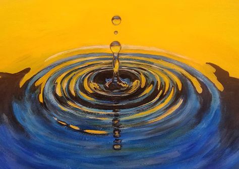 Water Drop Ripples Acrylic Tutorial by Angela Anderson on YouTube #howtopaint #water #Youtube #angelafineart #acryliconcanvas Acrylic Step By Step, Painting Tutorial Acrylic, Process Journal, Angela Anderson, Draw Water, White Collage, Free Painting, Tree Drawings Pencil, Painting Stuff