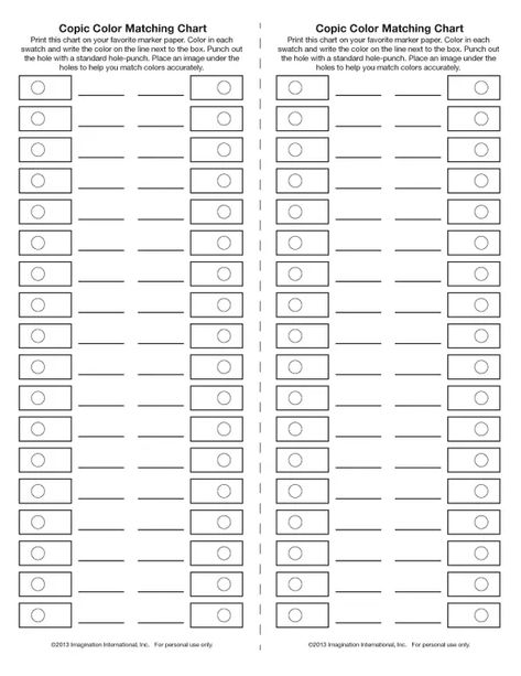 Copic Marker Color Charts and - DOWNLOADS Art Supplies Copic Markers by OtakuFuel.com Colored Pencil Worksheet, Color Matching Chart, Marker Color Chart, Bulette Journal, Copic Marker Color Chart, Color Wheel Worksheet, Copic Color Chart, Copics Markers, Blank Color