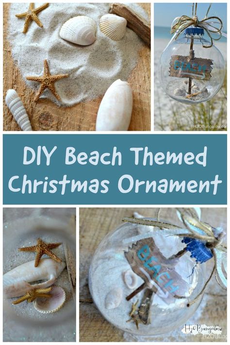 Beach Theme Xmas Ornaments, Christmas Beach Crafts Diy, Sand Ornament Diy, Beachy Christmas Ornaments Diy, Nautical Christmas Ornaments Diy, Shell Christmas Ornaments Diy Seashell Crafts, Coastal Ornaments Christmas, Beach Christmas Diy, Homemade Beach Christmas Ornaments